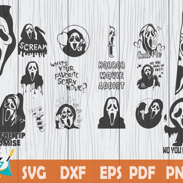 Scream Bundle SVG, Printable Vector ,Silhouette, Circut cut file,  Instant Download , Commercial Use