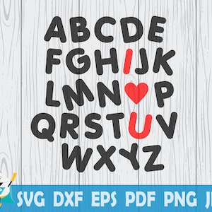 Eu te amo SVG, eu te amo alfabeto, vetor para impressão, silhueta, arquivo de corte circular, download instantâneo, uso comercial