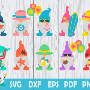 Summer Gnomes SVG, Printable Vector ,Silhouette, Circut cut file,  Instant Download , Commercial Use