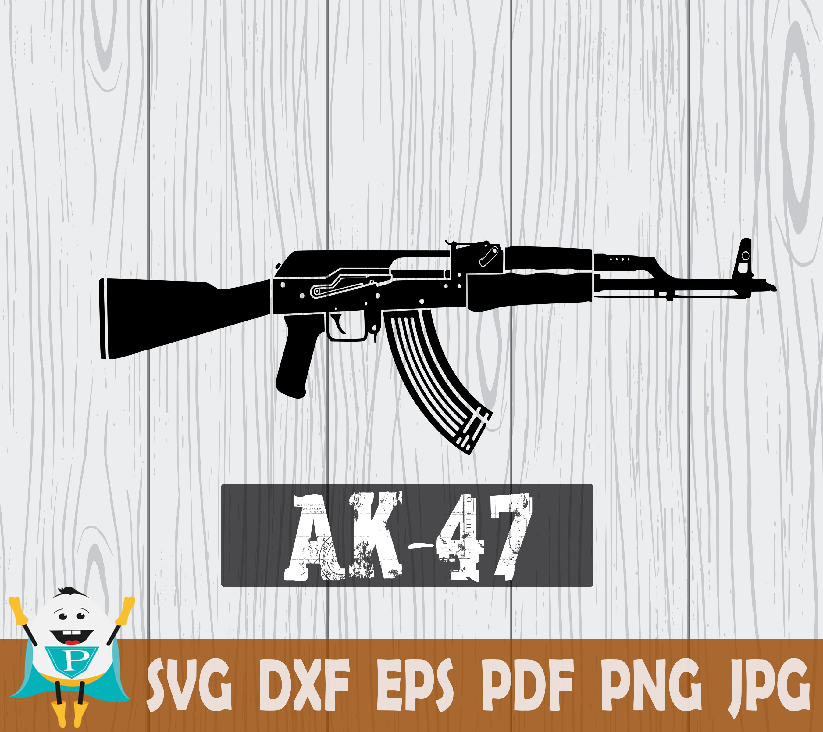 Hello Kitty AK-47 Assault Rifle Funny Wall Sticker Room Interior Decor  18X25