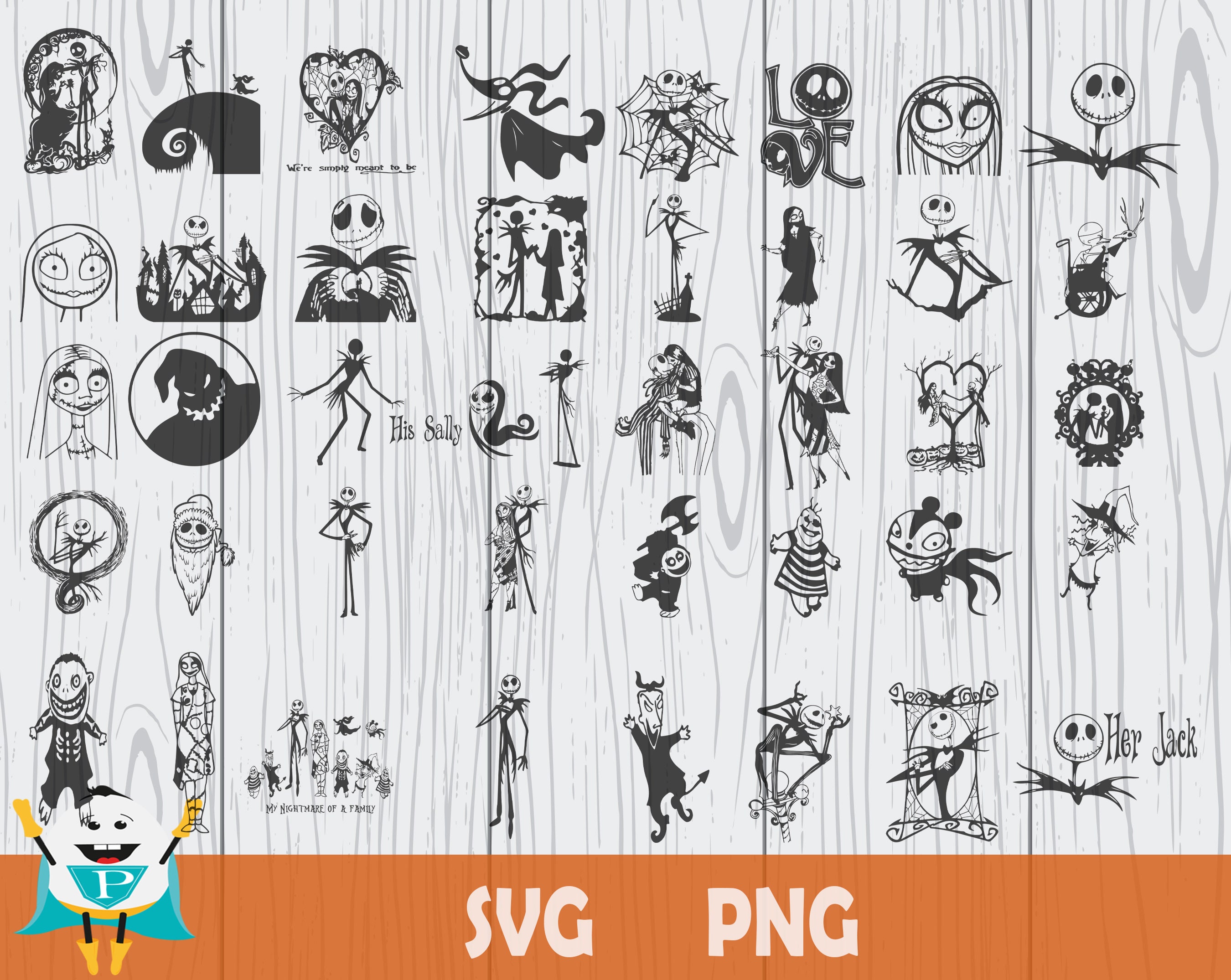 The Nightmare Before Christmas Silhouette SVG, Druckbarer Vektor, Silhouette, Circut Plotterdatei, Sofort Download, Kommerzielle Nutzung