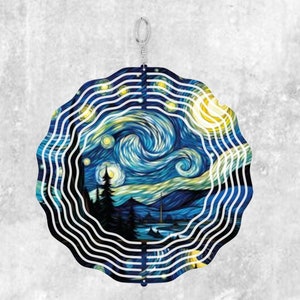 Starry Night Wind Spinner. 10 Inch - Dual Sided Design - Whimsical Garden Decor