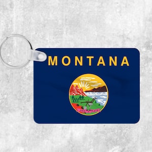 Montana State Flag Keyring. MT Keyring.