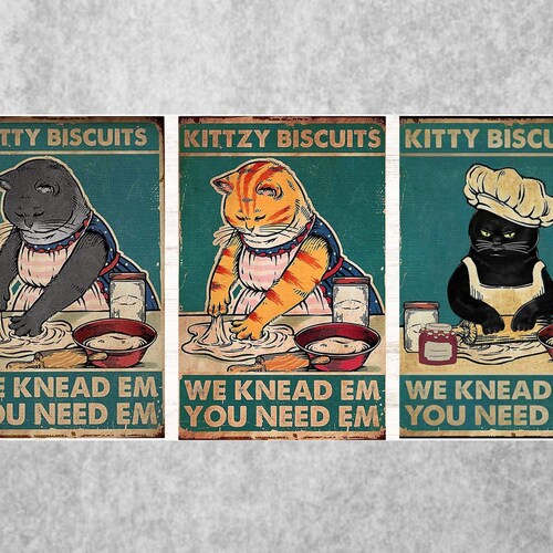 Kitty Biscuits Aluminum Cat Sign. We Knead Em You Need Em Etsy