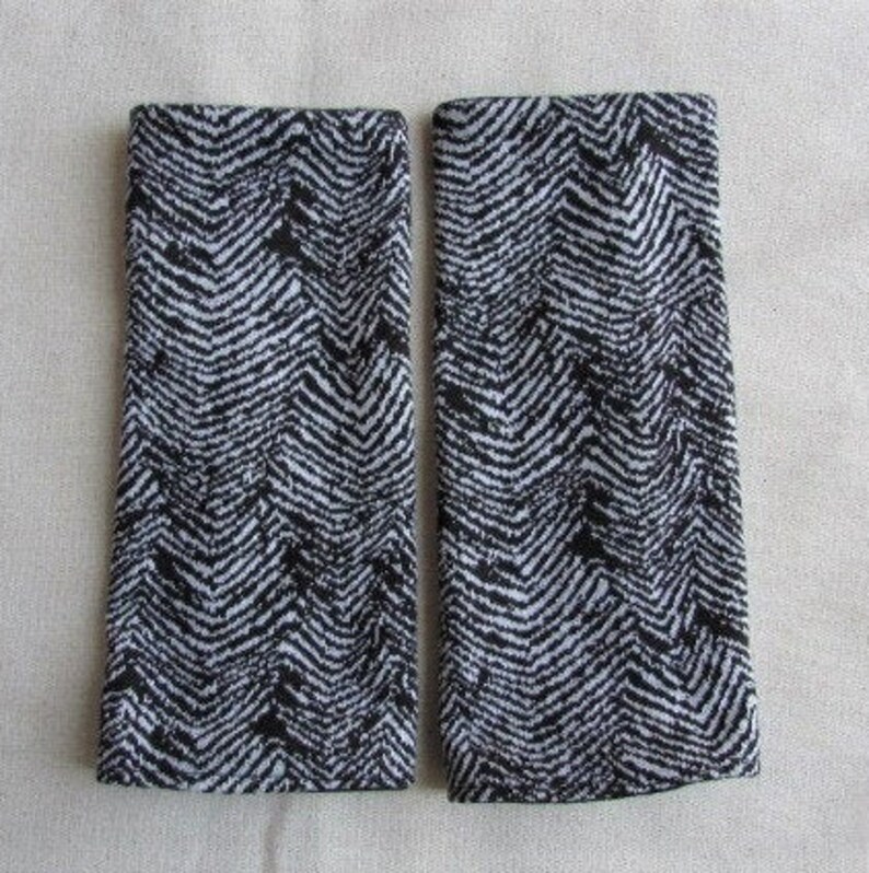 gift for her fingerless gloves womens accessories mittens Black and white pattern arm warmers wrist warmers