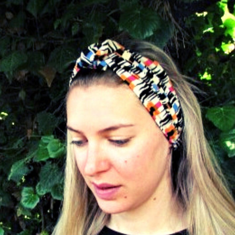 Multicoloured knotted headband bohemian headband boho Etsy