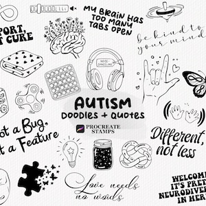 Autism Neurodiversity Procreate Stamps, Neurodivergent Brushset for iPad, Mental Health Procreate