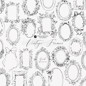 Procreate Frame Stamps, Vintage Frames Procreate, Ornate Floral Border Brushes, Bow Oval Frame Stamp Brushes, iPad Digital Journaling