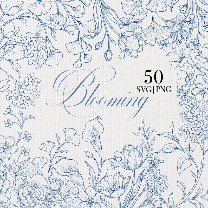 Etching Floral Clipart - Etsy UK