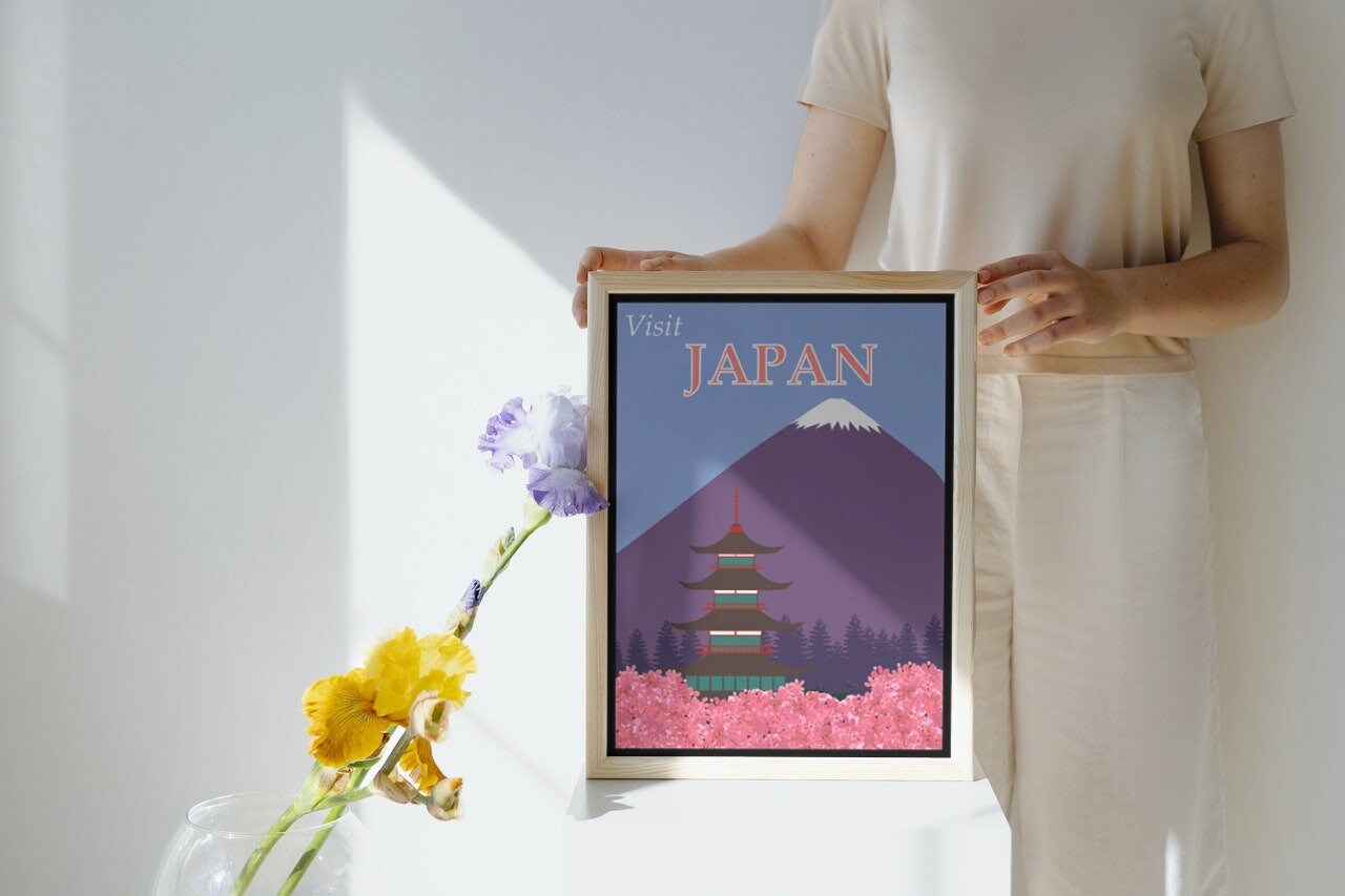 Japan Travel Vintage Poster | Digital Download | Boho Print Wall Art ...