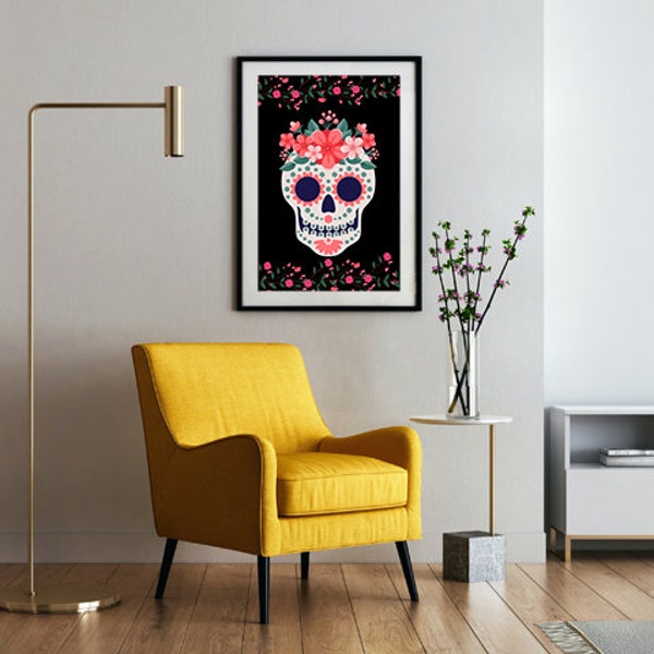 Skull Mexican Poster |Digital Download | Printable Wall Art | Printed Decoration | Mexican Culture