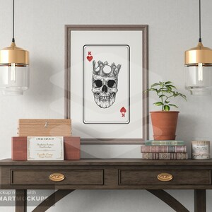 O crânio do rei com coroa cartão comemorativo | Download digital | Pôster real | Imprimir | Arte de parede | Decoração| desenho para impressão