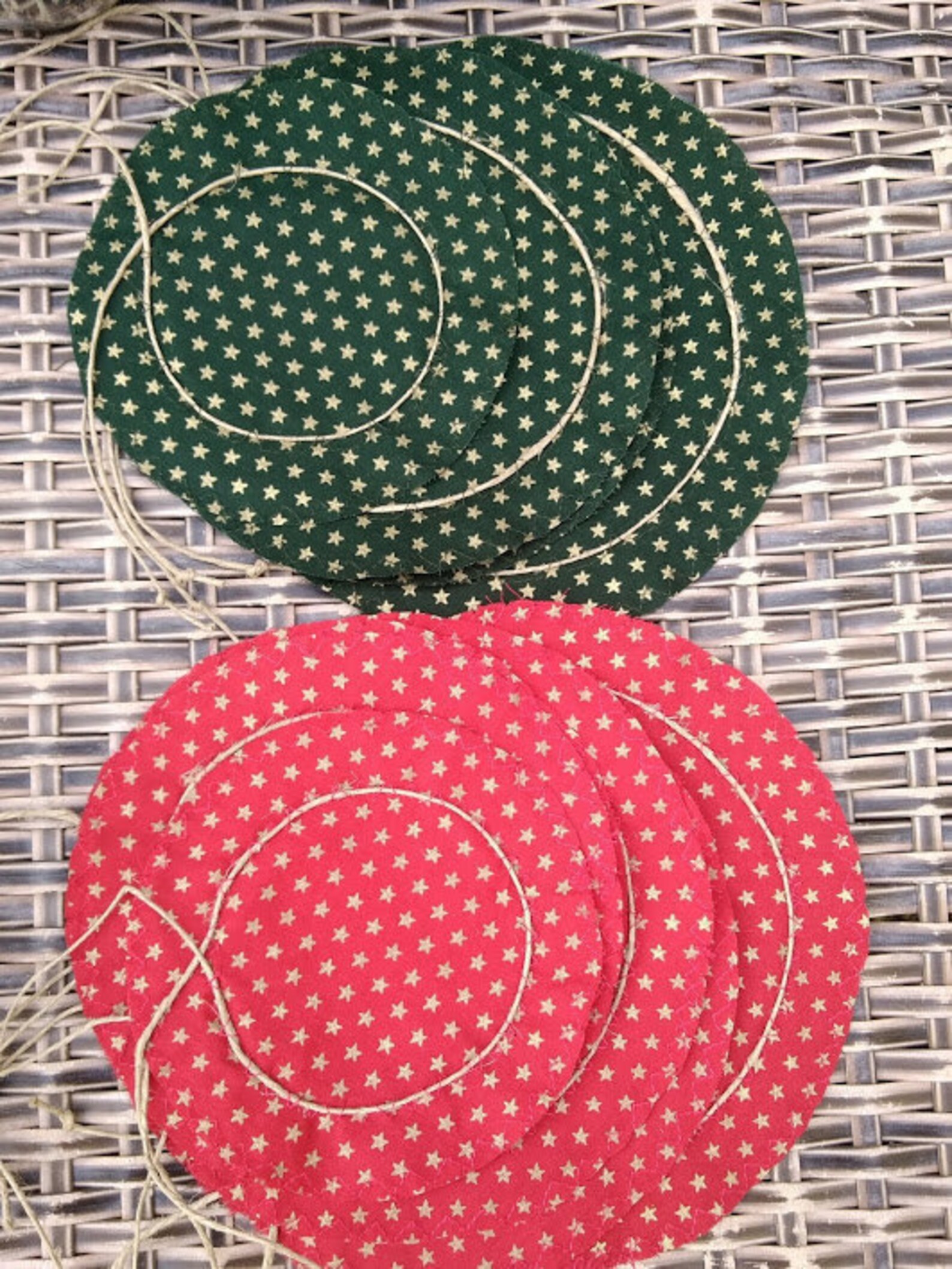 Fabric Jar Lid Covers Set of 10 Christmasrope Inserted Mason Etsy