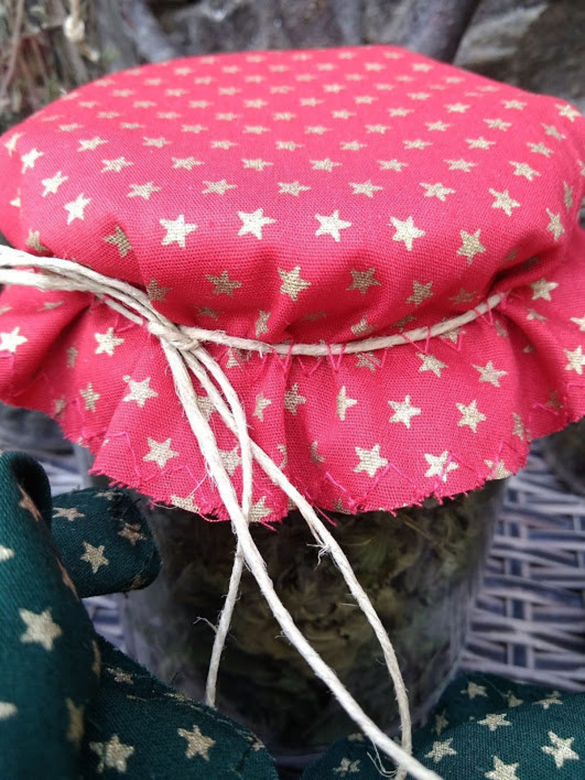 Fabric Jar Lid Covers Set of 10 Christmasrope Inserted Mason Etsy