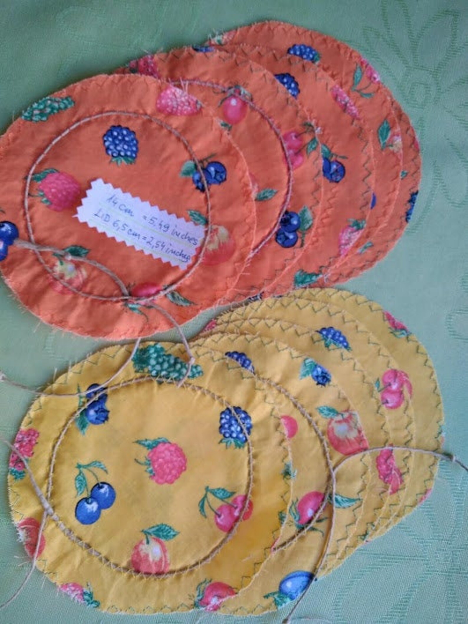 Fabric jar lid cover set of 10 Etsy