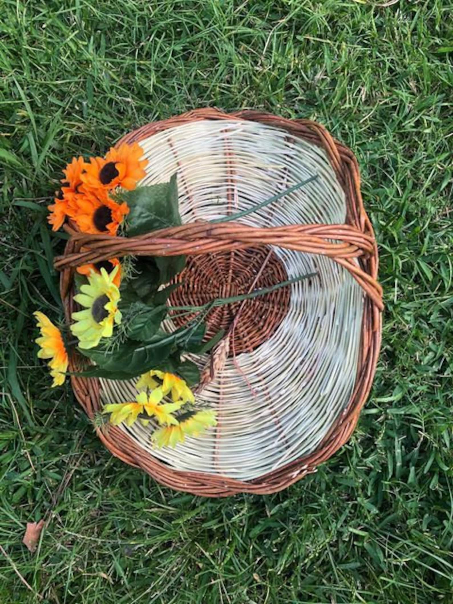 Medium Flower Gathering Basket With Handle Handmade Wedding Etsy