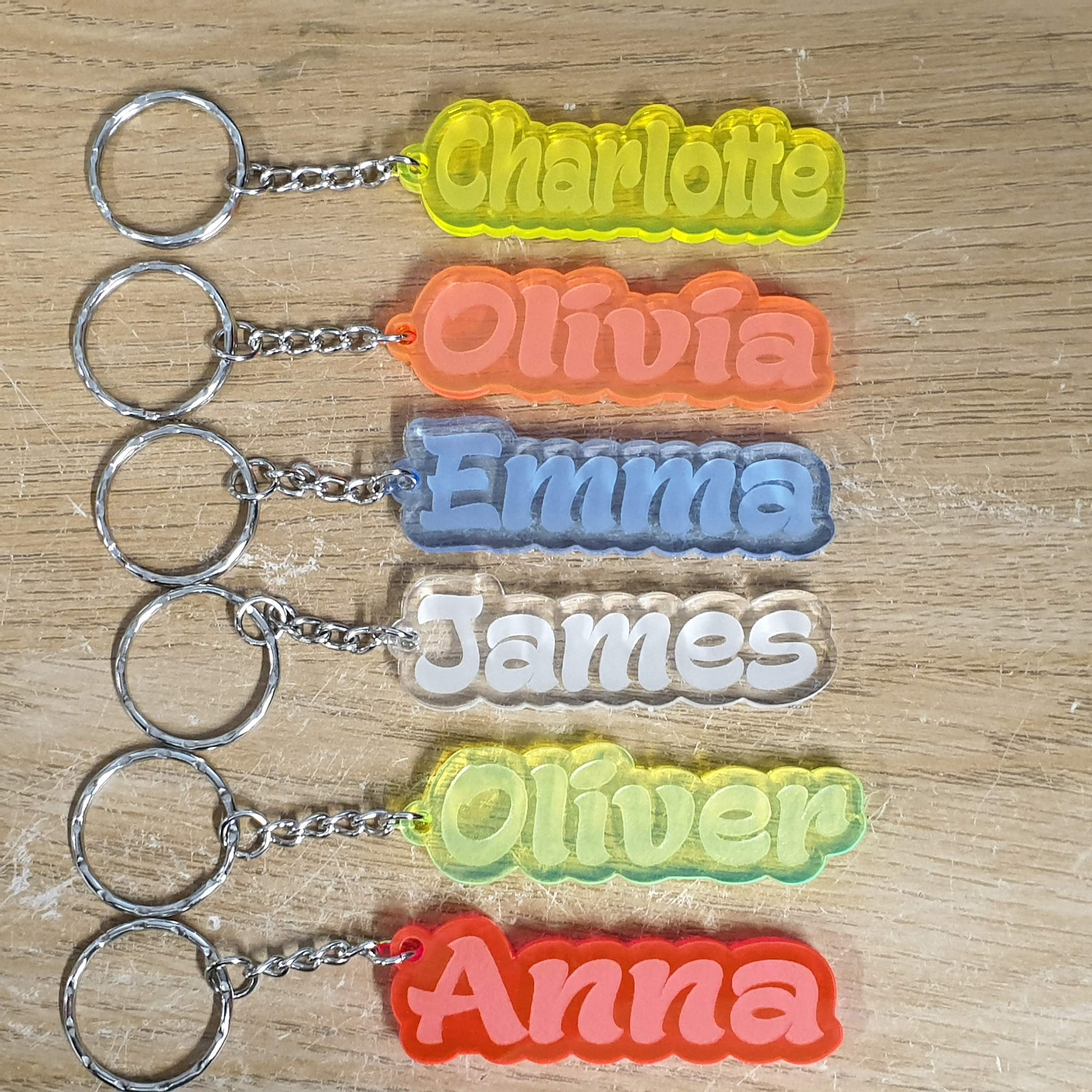 Custom Name Acrylic Keychain Personalised Frozen Keyring Keychain – Custom Name Or Word In Crystal Clear Acrylic, School Bag Tag Gift Crystal Clear Engraved Keychain Gift - Foto 11