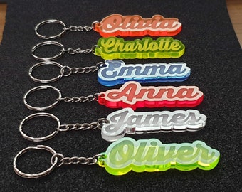 Personalised FROZEN KEYRING KEYCHAIN GIFT ANY NAME SCHOOL BAG TAG - Foto 3