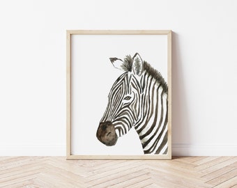 Zebra nursery print for children, art deco for home, watercolor wall art, kids room wall art, nursery wall art, zebra nursery art