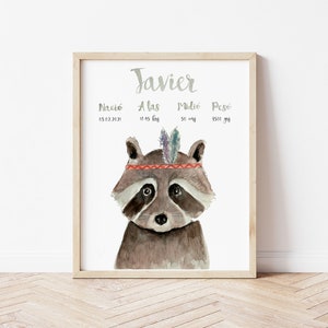Stampa per neonati, Stampa dati nascita, Stampa decorativa neonato, Regalo per neonati e bambini