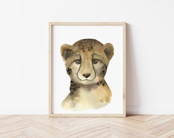 Nursery Art Leopard, Nursery watercolor art, Nursery wall art, Leopard baby, gift for new baby, children's picture, kids room wall art