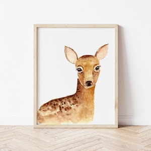 Fawn nursery watercolor art print, nursery wall art, nursery decor, baby fawn art print, kids room proster, kids room watercolor art
