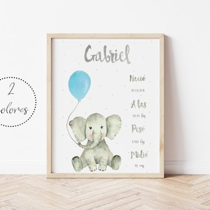 Lamina infantil para bebe recien nacidos, Cuadro infantil con dato de nacimiento, cuadro para niños, Regalo para Bebés, cuadro recién nacido