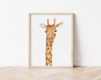 Estampa infantil em aquarela, Pintura decorativa de animais, Pintura infantil para quarto de bebê, Presente para recém-nascidos e crianças