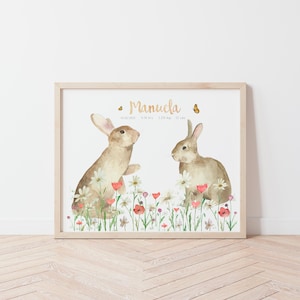 Poster nascita coniglio per bambini, Immagini per bambini per bambini, Poster decorativo per neonati, Regalo per bambini e neonati, Nascita