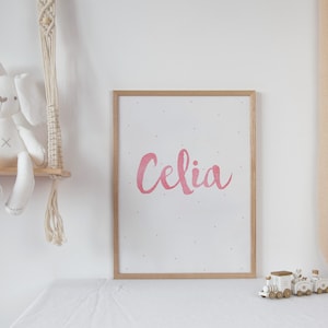Stampa per bambini con nome del bambino, dipinto decorativo personalizzato per bambini, regalo per neonati, regalo per neonati, regalo personalizzato