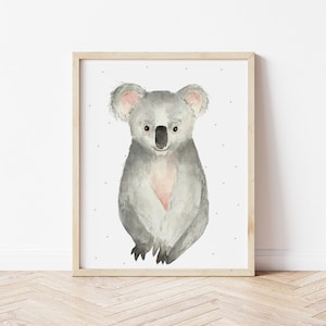 Quadro per bambini Koala con nome, stampa acquerello personalizzata, dipinto decorativo, regalo per neonati e bambini