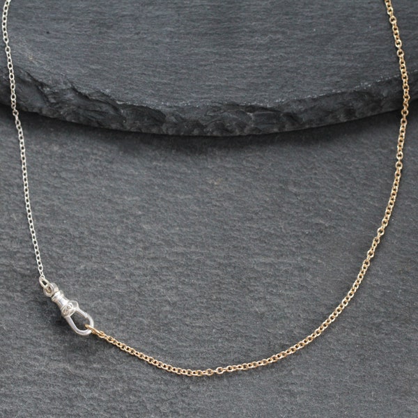 14k Gold + Sterling Asymmetrical Necklace