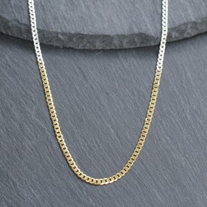 Collier or 14 carats + chaîne gourmette sterling