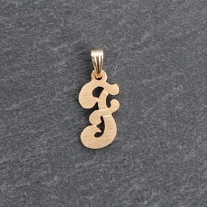 14k Gold Retro Letter F Initial Pendant