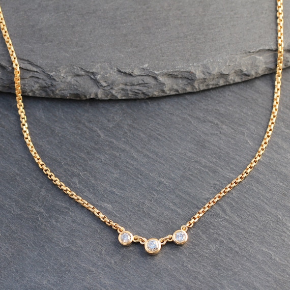 18k Gold + Diamond Station Necklace