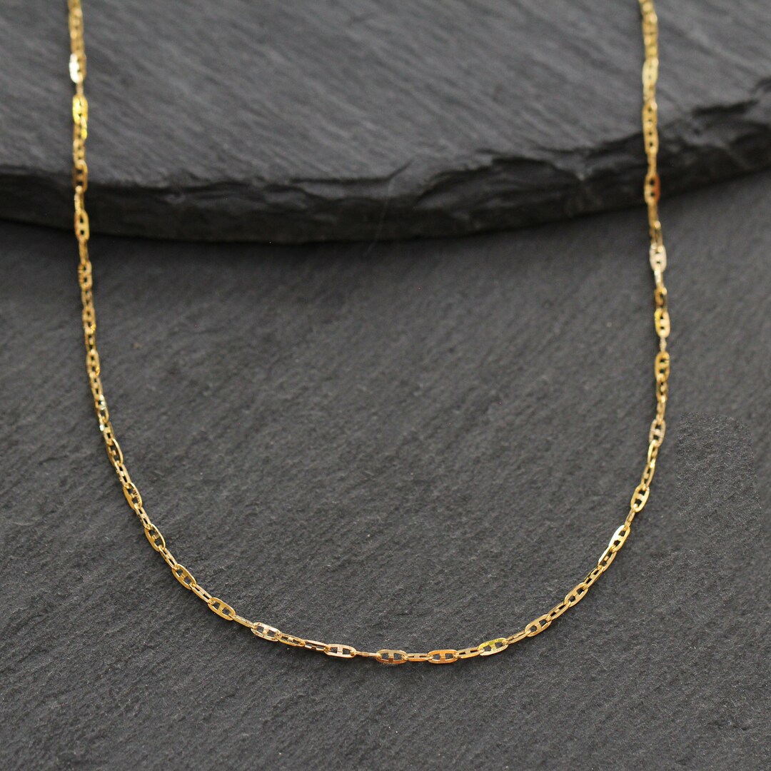 14k Gold Anchor Link Chain Necklace Etsy