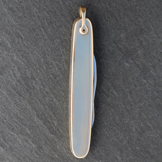 14k Gold Stainless Steel Pocket Knife Pendant