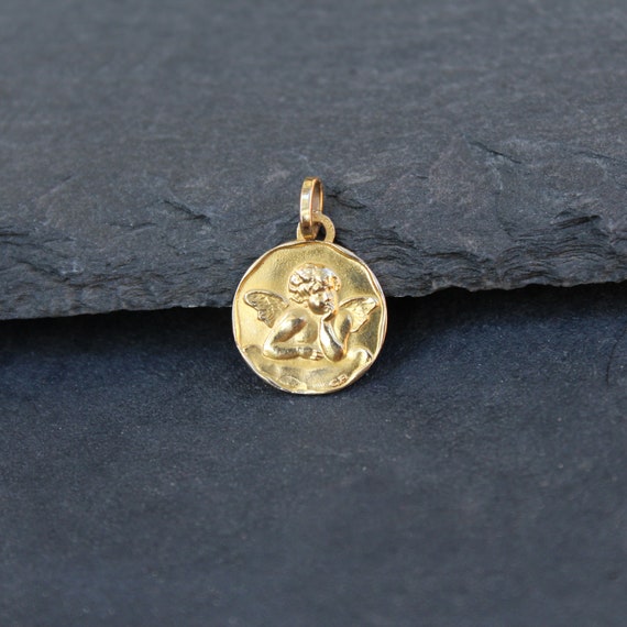 14k Gold Cherub Angel Pendant