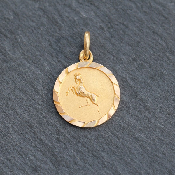 18k Gold Aries Zodiac Pendant