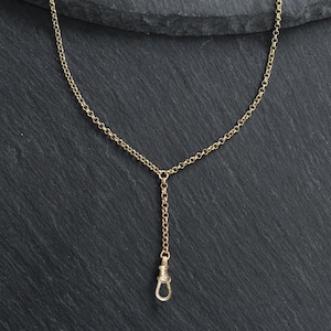 14k Gold Swivel Clip Drop Rolo Chain Link Necklace