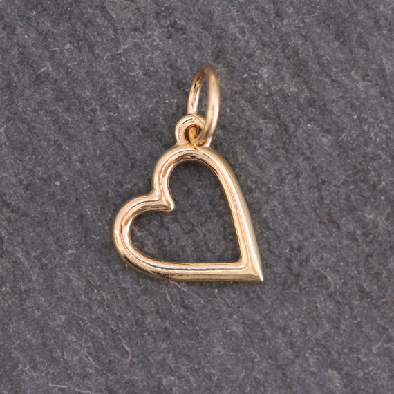 14k Gold Open Heart Charm - image 1