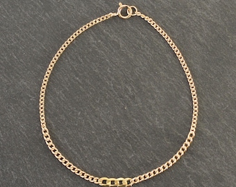 14k Gold Graduated Curb Chain Link Bracelet