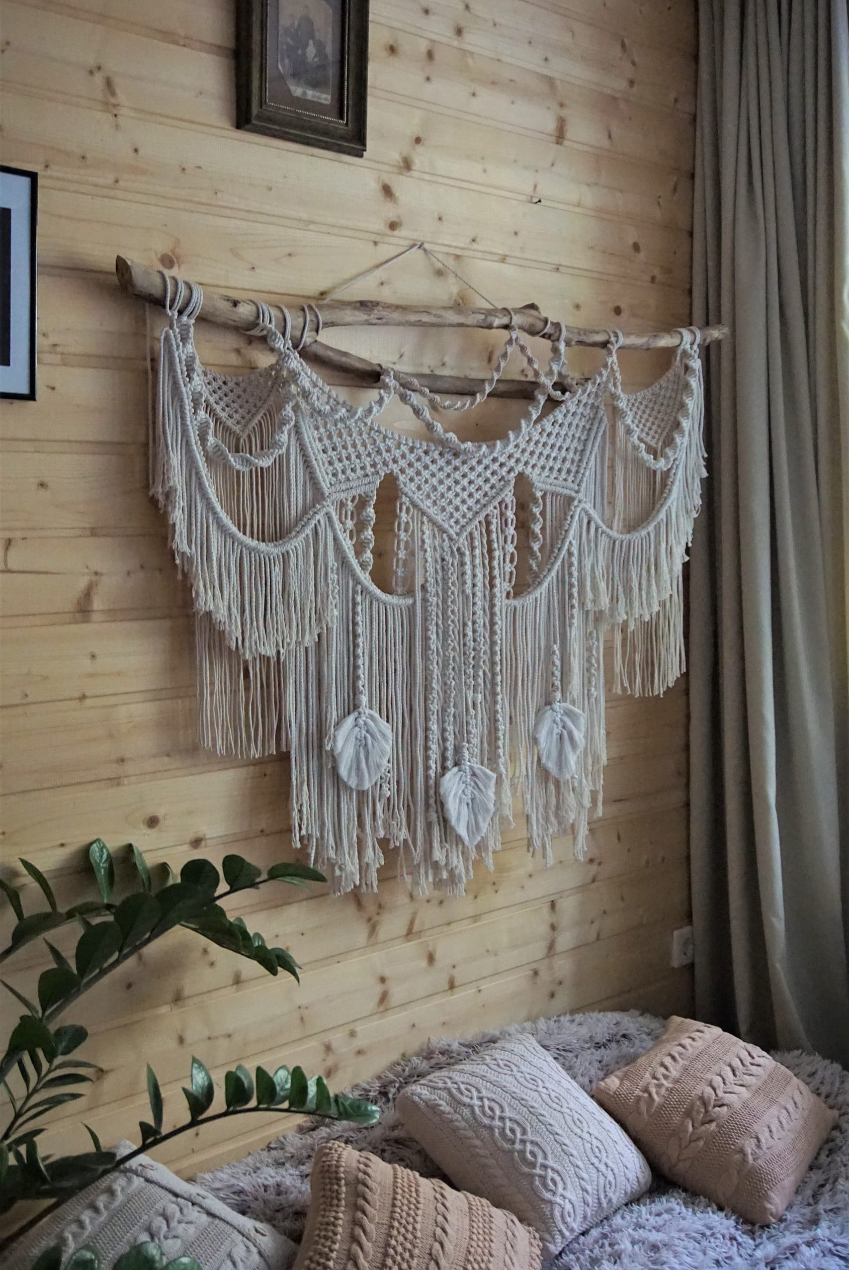 Große Makramee Wandbehang mit Quasten Makramee Wandkunst Etsy