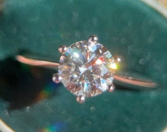 Anillo de compromiso de diamantes Moissanite, plata 925, anillo de compromiso delicado, anillo para mujer, regalo de aniversario para ella, regalo de cumpleaños para ella