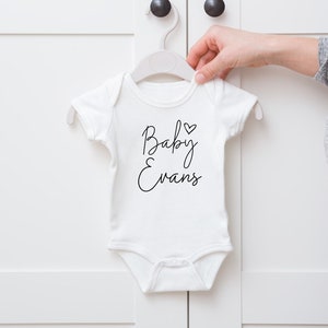 personalised baby grow (baby surname & heart)