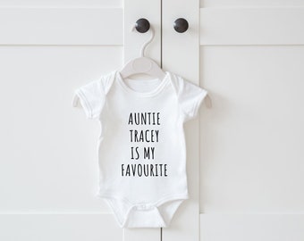 Favourite Auntie/Aunty Personalised Baby Grow by Spoilt Baby (Customise, Aunt Gift, Gender Neutral, Unisex, Special Present or First Outfit)