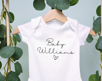 personalised baby grow (baby surname & heart) matching gift tote also available.
