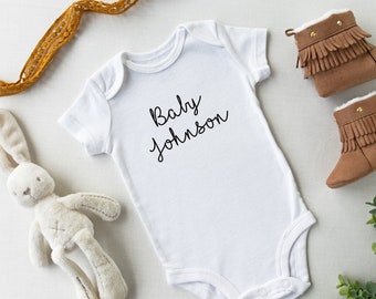 Personalised baby grow with surname (perfect gift mother/father to be)