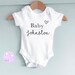 personalised baby sleep suit (baby, surname & heart) 