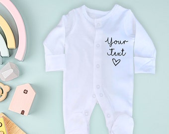 personalised baby sleep suit (any text & heart)